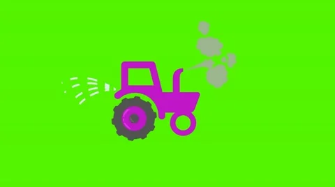Vector Red Tractor  -  Animation - Hand-Drawn - Green Screen - Loop - purple. 스톡 동영상 67890361