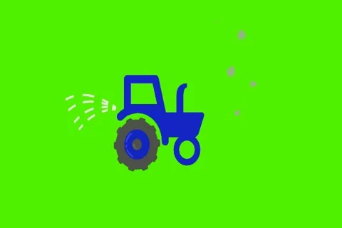 Vector Red Tractor  -  Animation - Hand-Drawn - Green Screen - Loop - blue 스톡 동영상 68614664