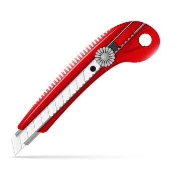 Vector red utility knife with blade - box cutter 스톡 일러스트