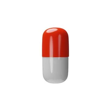 Vector red vertical 3d render medical pill Stock Illustration