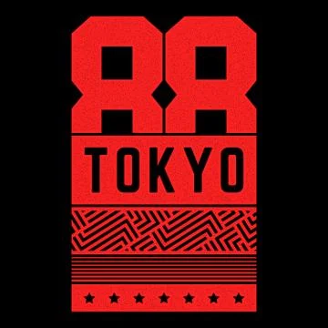 Vector red vintage illustration on the theme of Tokyo. Stylized retro poster Stock Illustration