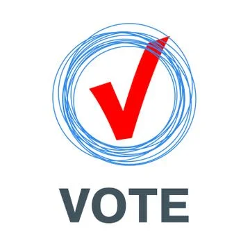 Vector red vote label. poll icon. Stock Illustration