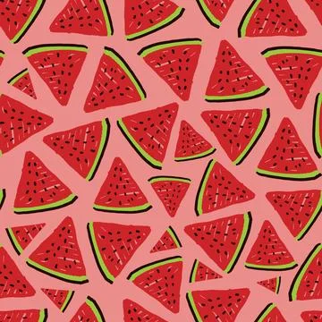 Vector red watermelon triangle seamless pattern. Perfect for fabric, scrapboo イラスト素材