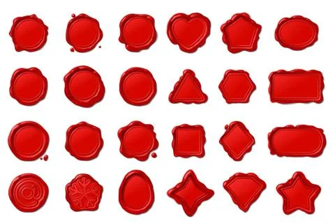 Vector red wax seal stamps set Stock Illustration