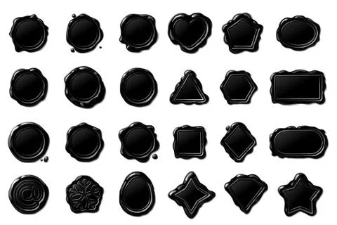 Vector red wax seal stamps set Stock Illustration