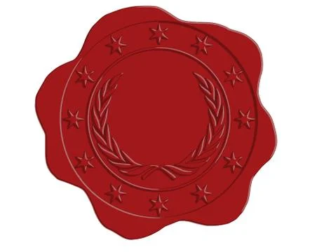 Vector red wax seal with star and laurel border Stock Illustration