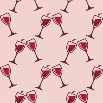 Vector red wine glass splash seamless pattern Stock Illustration