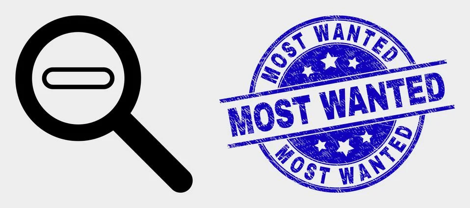 Vector Reduce Scale Icon and Distress Most Wanted Watermark Stock Illustration