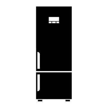 Vector refrigerator or fridge Icon. Black color vector illustration. Stock Illustration