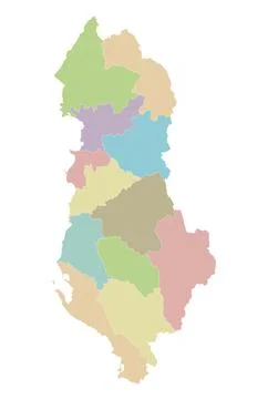 Vector regional blank map of Albania with counties or territories and admin.. Stock Illustration