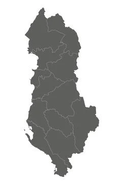 Vector regional blank map of Albania with counties or territories and admin.. Stock Illustration