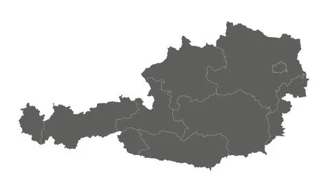 Vector regional blank map of Austria with federal states and administrative.. Illustrazione stock
