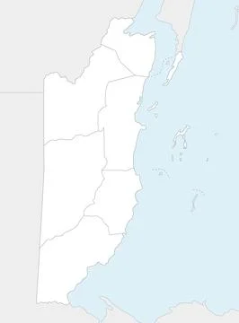 Vector regional blank map of Belize with districts and administrative divis.. Stock Illustration