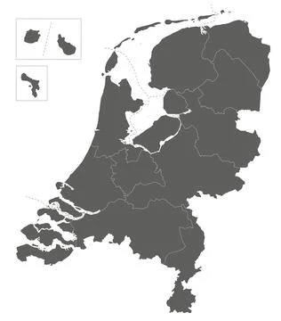 Vector regional blank map of Netherlands with provinces, Caribbean special .. Illustrazione stock