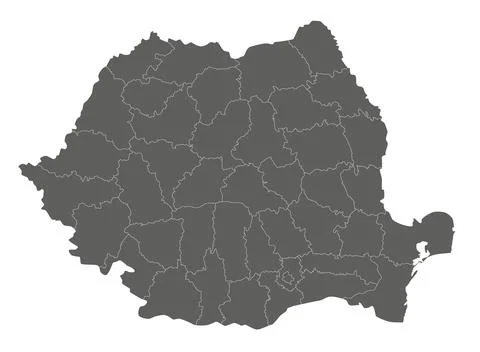 Vector regional blank map of Romania with counties or territories and admin.. Stock Illustration
