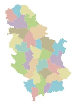 Vector regional blank map of Serbia with districts or territories and admin.. Stock Illustration