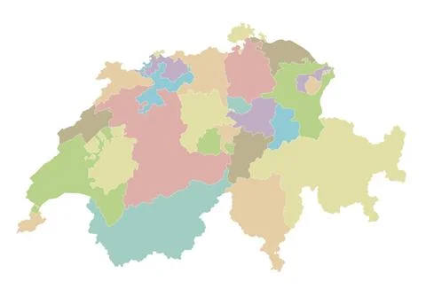 Vector regional blank map of Switzerland with cantons or territories and ad.. Stock Illustration