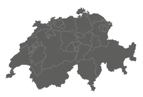 Vector regional blank map of Switzerland with cantons or territories and ad.. Stock Illustration