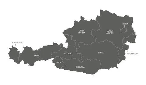 Vector regional map of Austria with federal states and administrative divis.. 스톡 일러스트