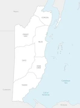 Vector regional map of Belize with districts and administrative divisions, .. Stock Illustration