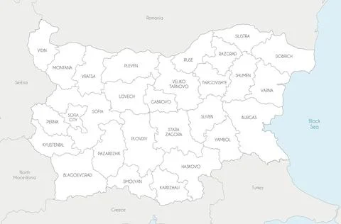 Vector regional map of Bulgaria with provinces and administrative divisions.. Stock Illustration