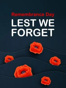 Vector Remembrance Day web layered banner. Paper cut Red Poppy flower Stock Illustration