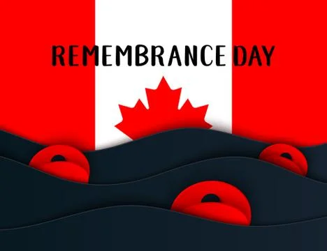 Vector Remembrance Day web layers banner. Canadian Red Poppy flower symbol of Stock Illustration