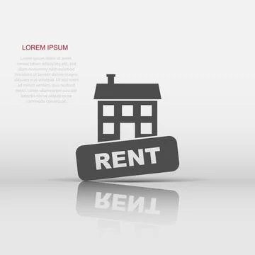 Vector rent house icon in flat style. Rent sign illustration pictogram. Ren.. Ilustración de archivo