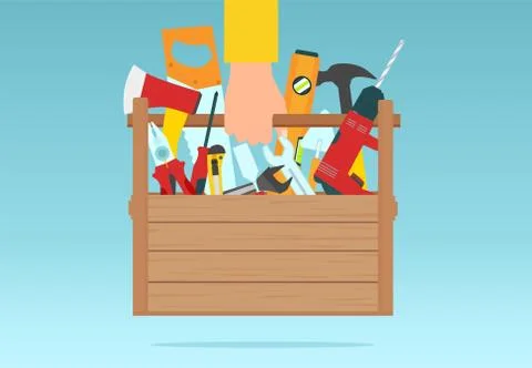 Vector of a repair man holding toolbox Stock Illustration