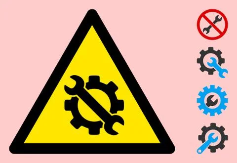 Vector Repair Tools Warning Triangle Sign Icon Illustrazione stock