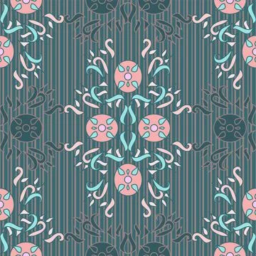 Vector Repeat Pattern With Decorative Abstract elements In Pink And Navy Stock Illustration
