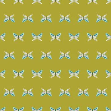 Vector repeat seamless pattern with colorful butterflies. Stock Illustration