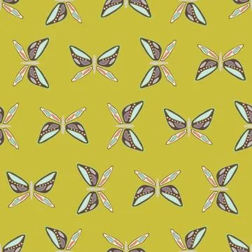 Vector repeat seamless pattern with colorful butterflies. Illustrazione stock