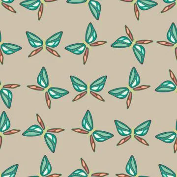 Vector repeat seamless pattern with colorful butterflies. Stock Illustration