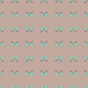 Vector repeat seamless pattern with colorful butterflies. Stock Illustration