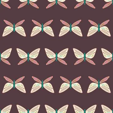 Vector repeat seamless pattern with colorful butterflies. Stock Illustration