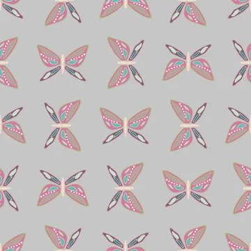 Vector repeat seamless pattern with colorful butterflies. 스톡 일러스트