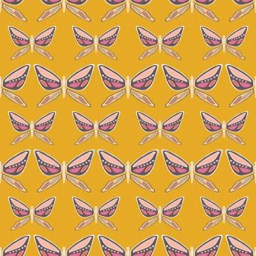 Vector repeat seamless pattern with colorful butterflies. Stock Illustration