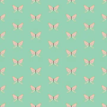 Vector repeat seamless pattern with colorful butterflies. Stock Illustration