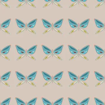 Vector repeat seamless pattern with colorful butterflies. Stock Illustration