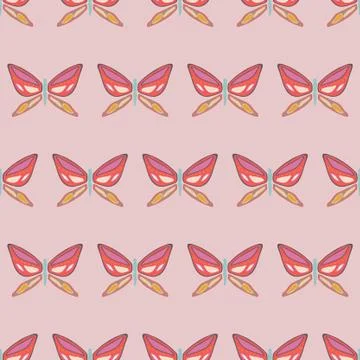 Vector repeat seamless pattern with colorful butterflies. 스톡 일러스트