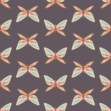 Vector repeat seamless pattern with colorful butterflies. Stock Illustration