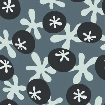Vector repeat seamless pattern with cute blueberries. Stock Illustration