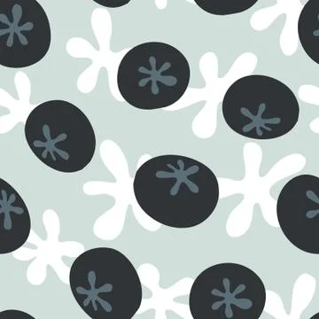 Vector repeat seamless pattern with cute blueberries. Stock Illustration
