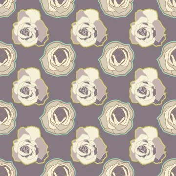 Vector repeat seamless pattern with roses. Stock Illustration