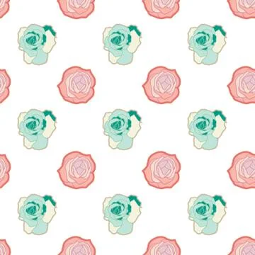 Vector repeat seamless pattern with roses. Stock Illustration