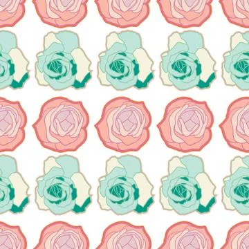 Vector repeat seamless pattern with roses. Stock Illustration