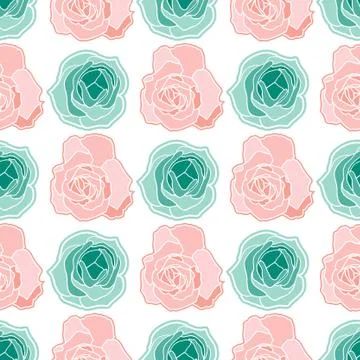 Vector repeat seamless pattern with roses. Stock Illustration