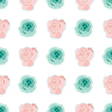 Vector repeat seamless pattern with roses. Stock Illustration