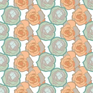 Vector repeat seamless pattern with roses. 스톡 일러스트